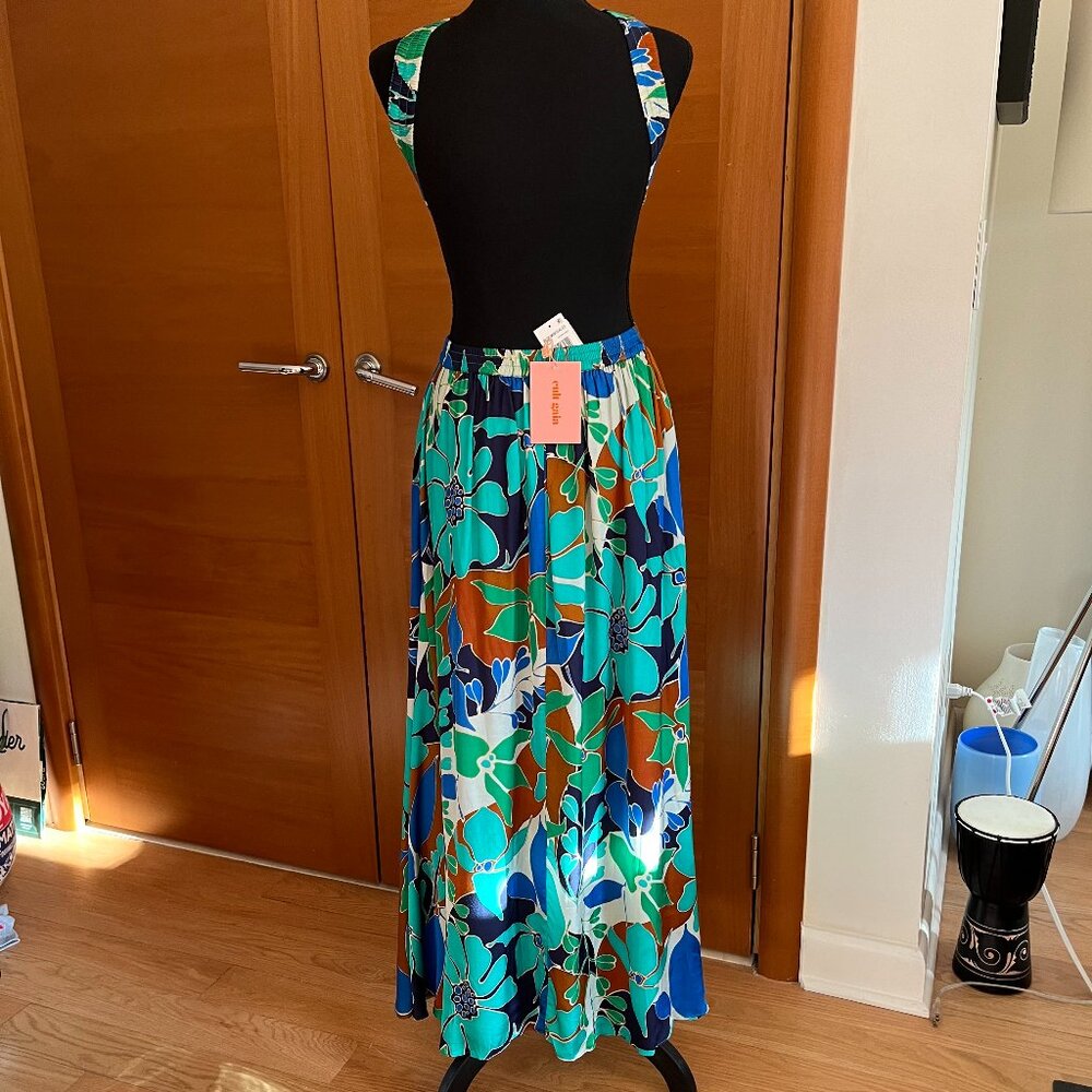 CULT GAIA Theia Cutout Printed Satin Backless Midi Dress NWT, S - Picture 6 of 7